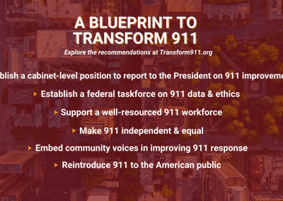 Image contains a summary of Transform911's 7-point plan.